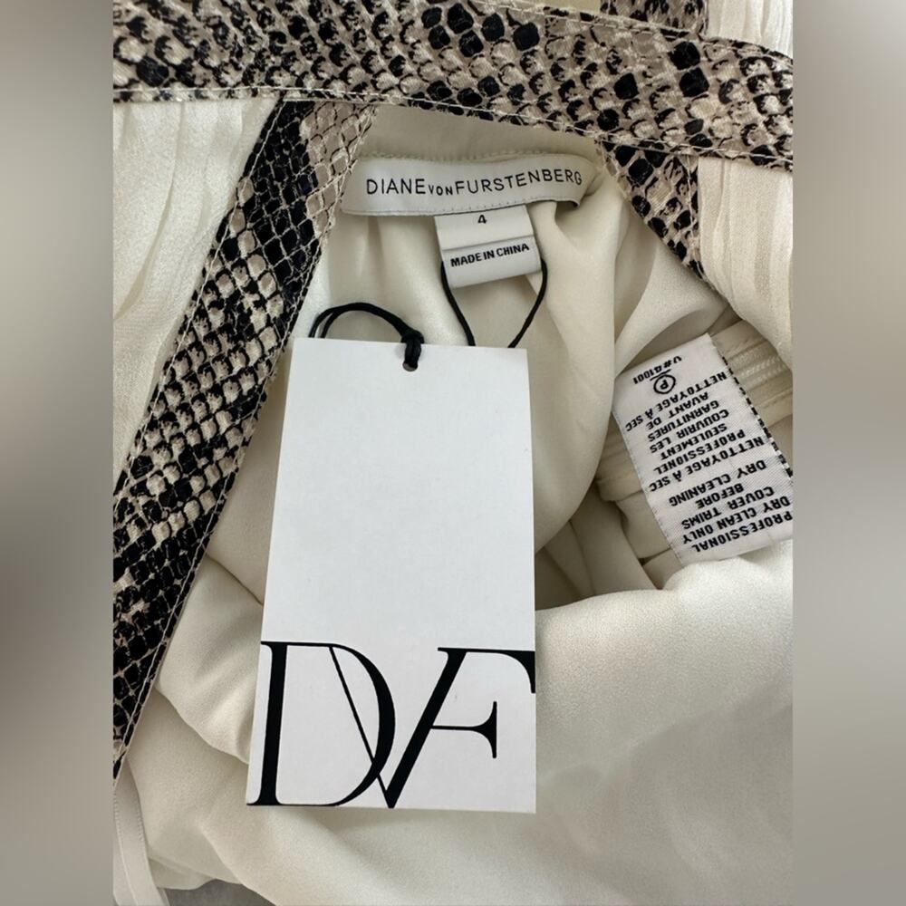 NWT Diane Von Furstenberg DVF Letty dress Size 4 Ivory Silk With Snake Detail - Picture 7 of 9